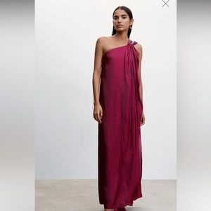 Mango one shoulder drape dress